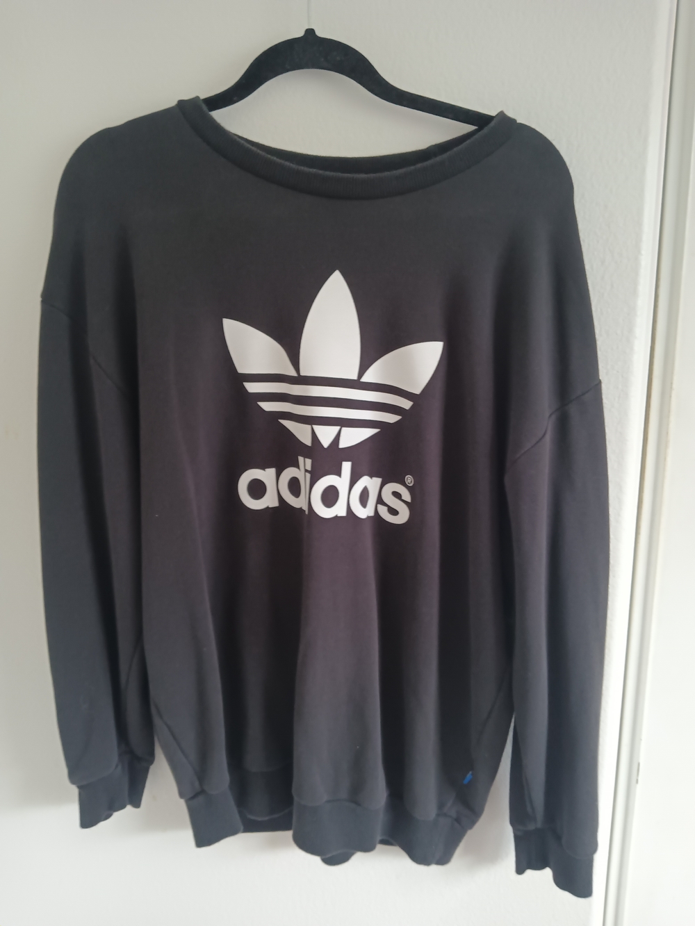 adidas Black Crewneck Sweatshirt with White Trefoil Logo